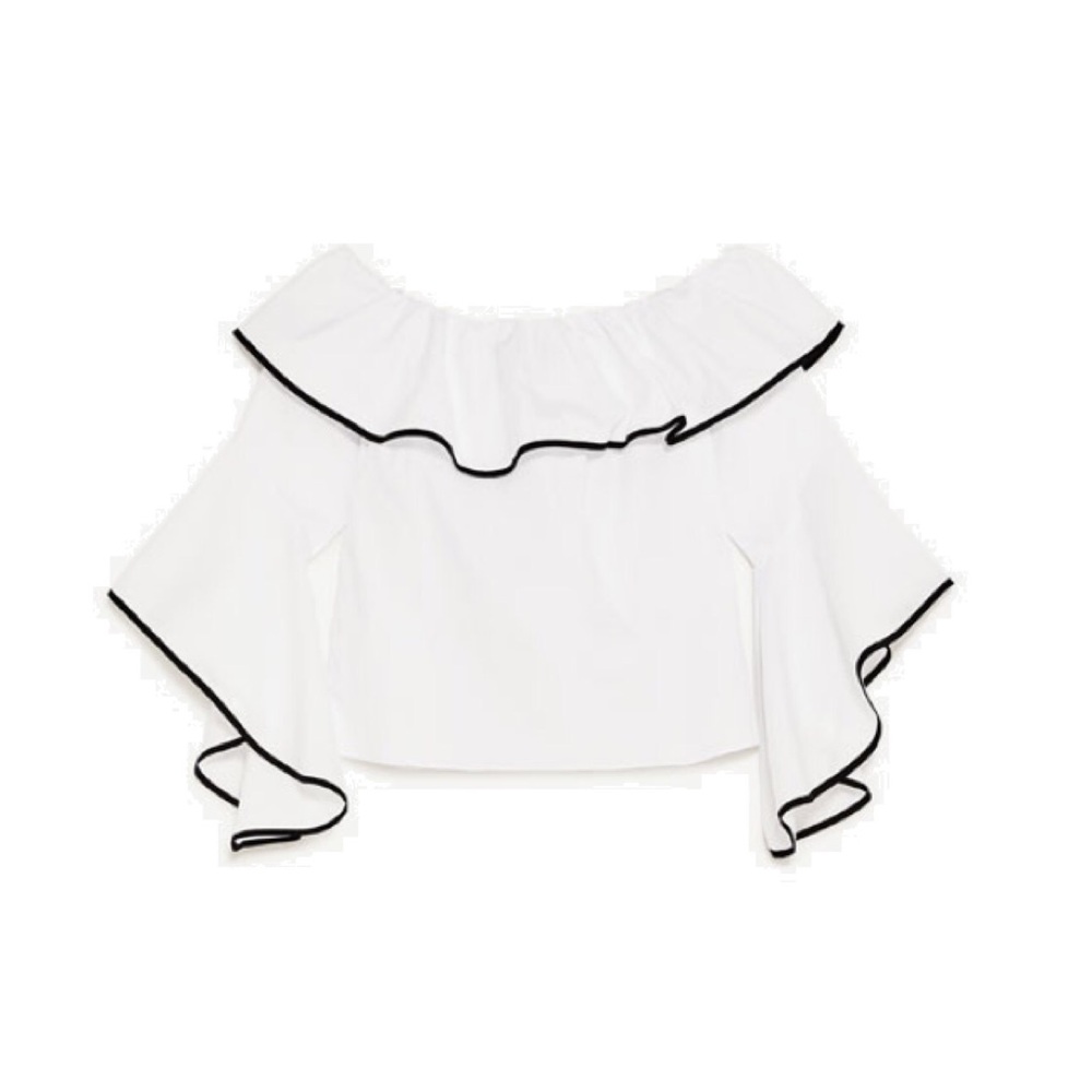 Off the should contrast blouse